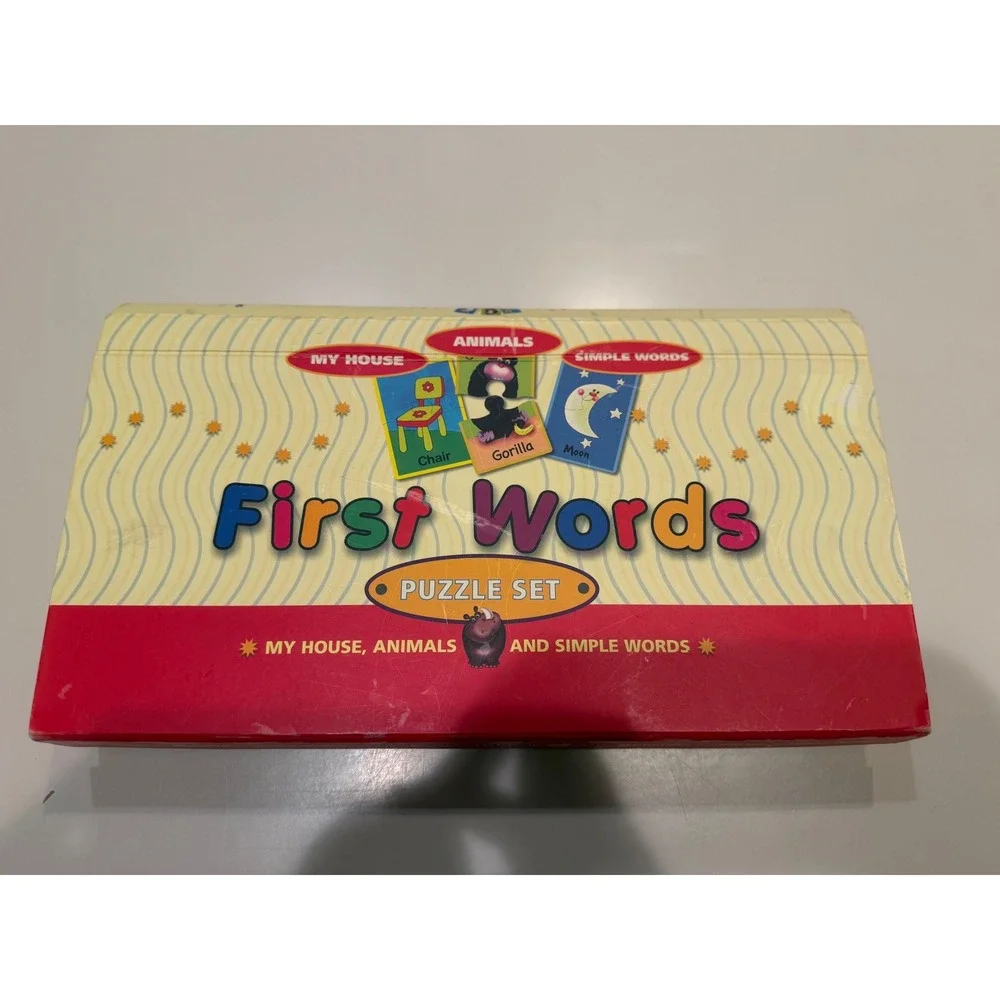 First Words Puzzle Set Kids Educational Learning Game Animals House Simple Words